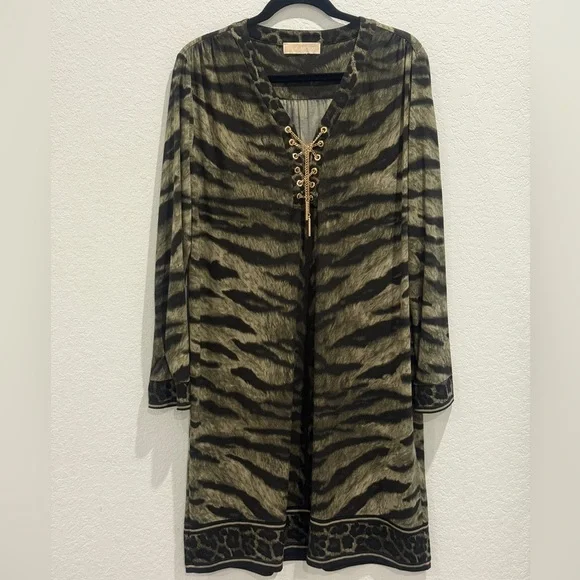 MICHAEL Michael Kors Zebra Print Lace-Up Dress - Picture 2 of 6